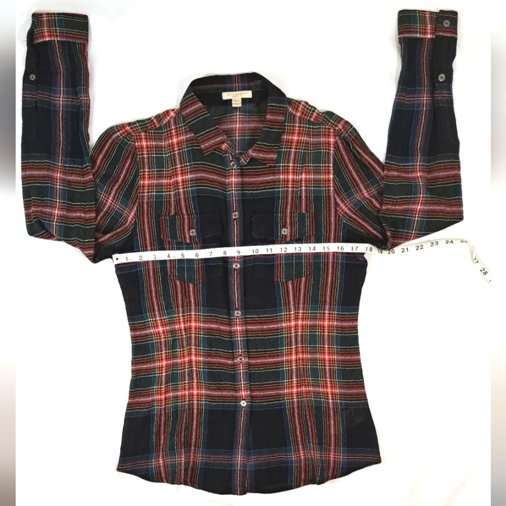 BURBERRY BRIT Tartan Plaid Long Sleeve Button Down Blouse - Picture 7 of 16